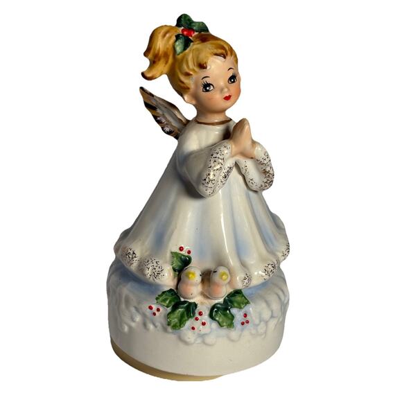 Vintage Josef Original Christmas Angel Rotating Music Box Silent Night - Picture 2 of 14